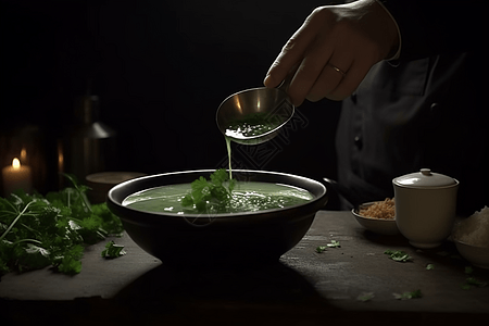 欧芹餐饮搭配特写图片