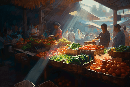 市场上的蔬菜小贩图片