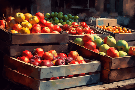 农贸市场水果摊平面插图图片