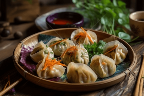 素食饺子特写图图片