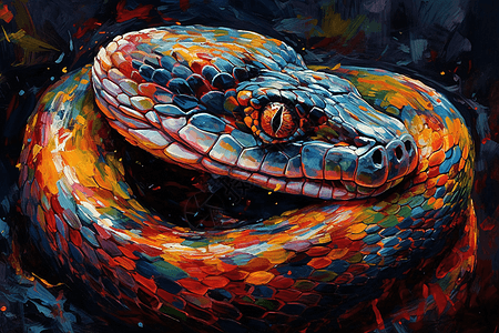 多彩图案的蛇背景图片