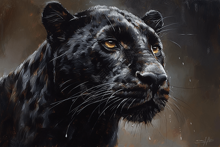 肖像油画一幅凶猛的豹子油画设计图片