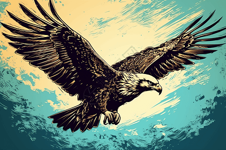 鹰在天空中翱翔平面插图图片