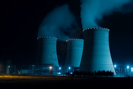 夜晚的核电站图片