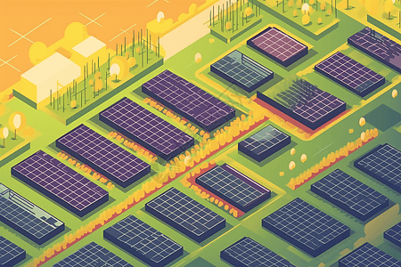 农场的太阳能电池板插画图片