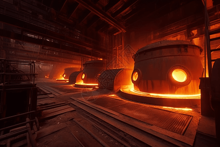 工厂里熔融金属的熔炉图片