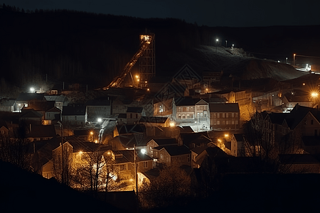 夜间生产的煤矿图片