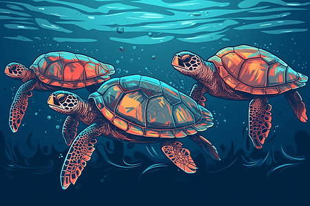 海龟的卡通插图图片