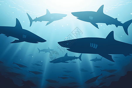 鲨鱼的插图背景图片