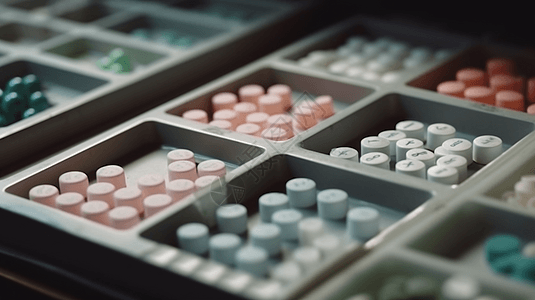 颜色分类药丸分类的特写设计图片