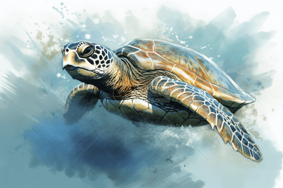 乌龟平面插画图片