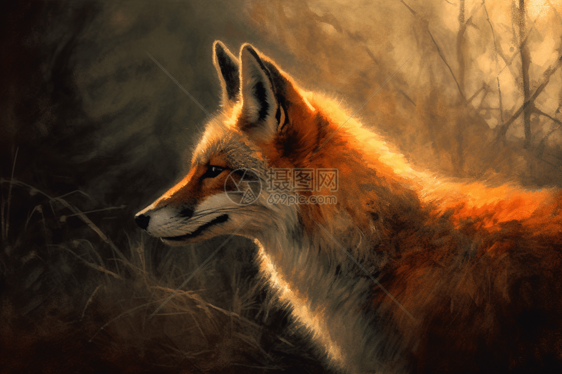狐狸的平面插图图片