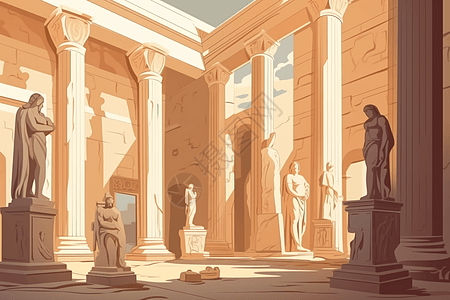 古希腊建筑平面插图图片