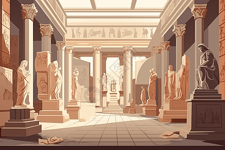 古希腊雕像平面插图图片