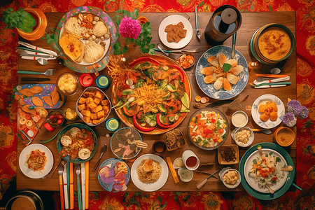 一桌好吃的美食聚会图片