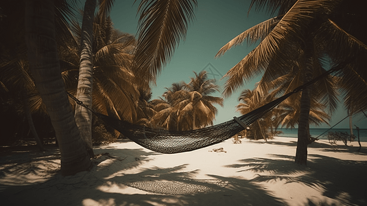 吊床在椰树之间图片