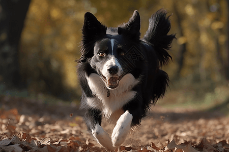 公园奔跑的边境牧羊犬图片