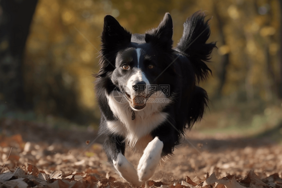 公园奔跑的边境牧羊犬图片