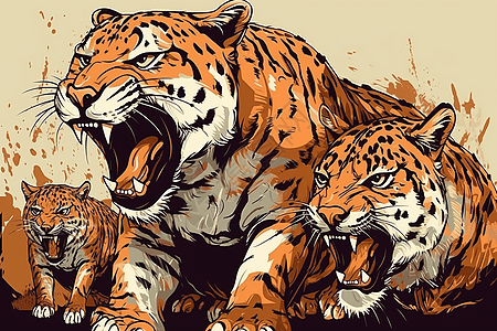 凶猛的老虎插图图片