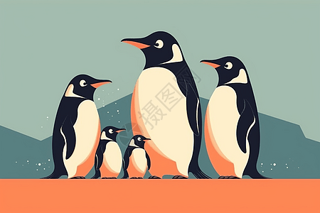 卡通企鹅家族背景图片