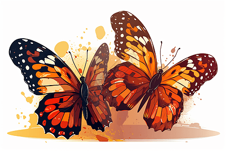 美丽蝴蝶插画背景图片