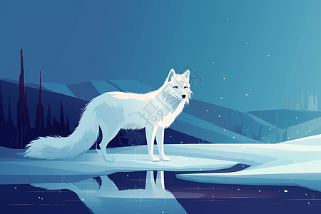 雪地中的北极狐图片