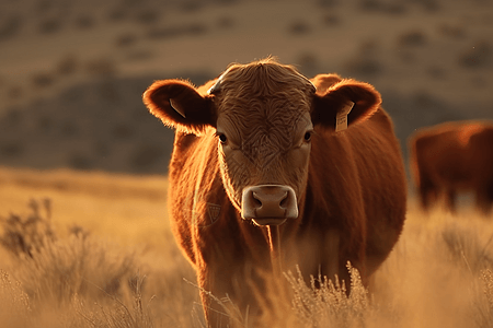 草原上的牛背景图片