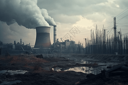 煤矿发电厂污染图片