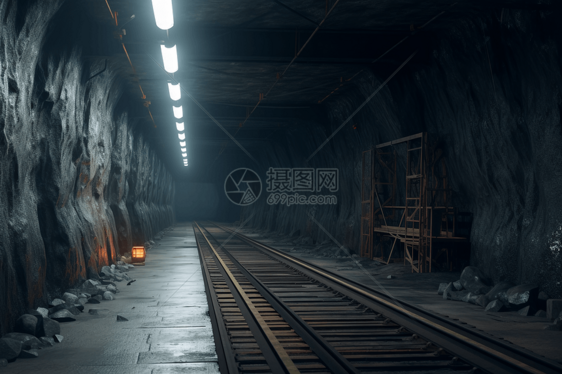 昏暗的煤矿隧道图片