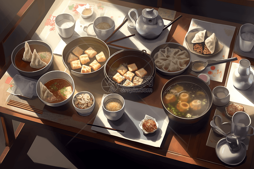 中国餐馆里的早餐图片