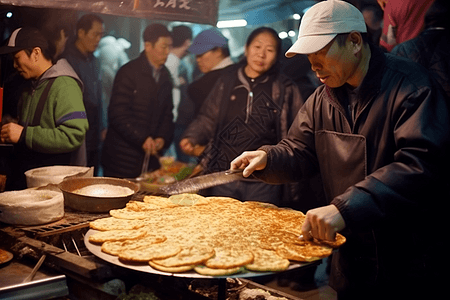 街头的煎饼图片