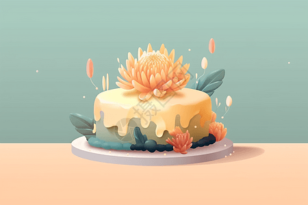 菊花蛋糕插图图片
