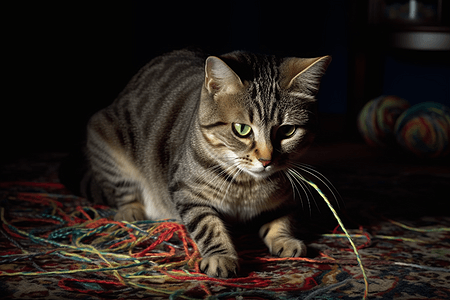 猫咪玩绳子图片