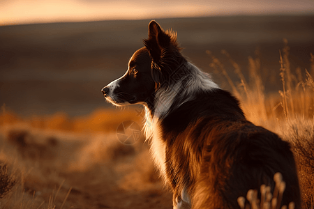 草地上的边境牧羊犬图片