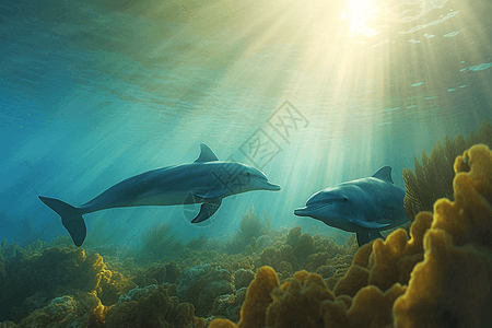 海底的海豚图片
