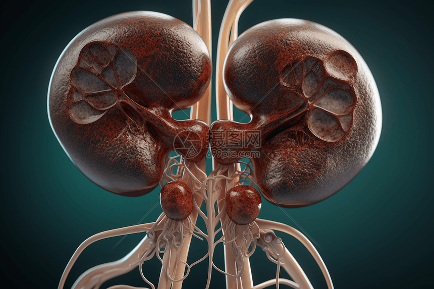 肾脏的3D模型视角概念图图片