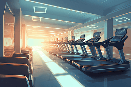 健身房有氧运动卡通插图背景图片
