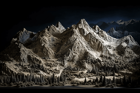 雪山山脉的3D渲染图图片