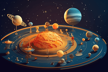 太空太阳系模型背景图片