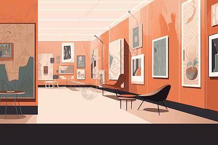 现代博物馆展览厅时尚的家具图片