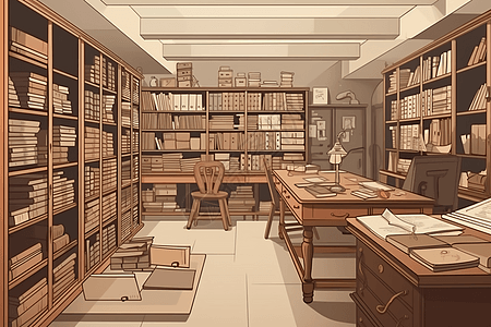 博物馆档案室卡通插图元素  |1手绘卡通世界博物馆日大英博物馆插画
