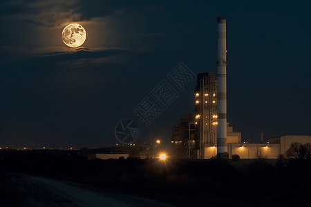 月光下的加工厂图片