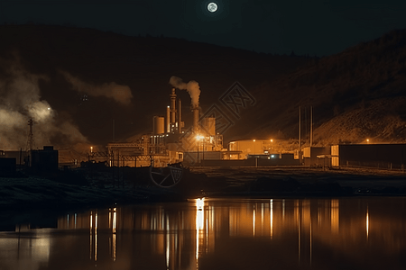 煤炭加工厂的夜景图片