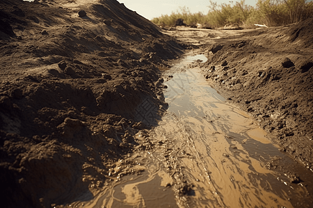 泥土水渠土地脏水高清图片