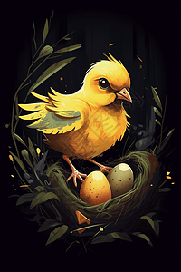 黄色小鸟孵蛋图片