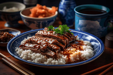 梅菜扣肉饭牛腩叉烧饭背景