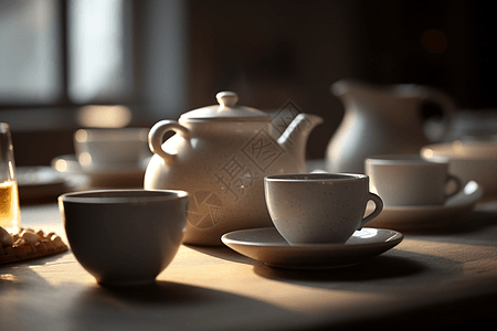 茶壶茶杯渲染图图片