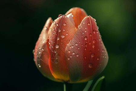 郁金香花瓣上的露珠图片