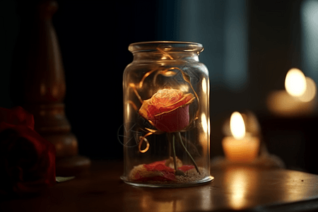 玻璃罐中的玫瑰图片