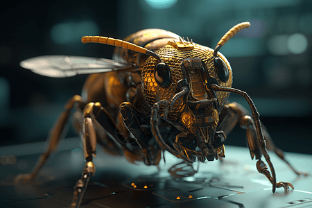金属制造的机器人蜜蜂图片